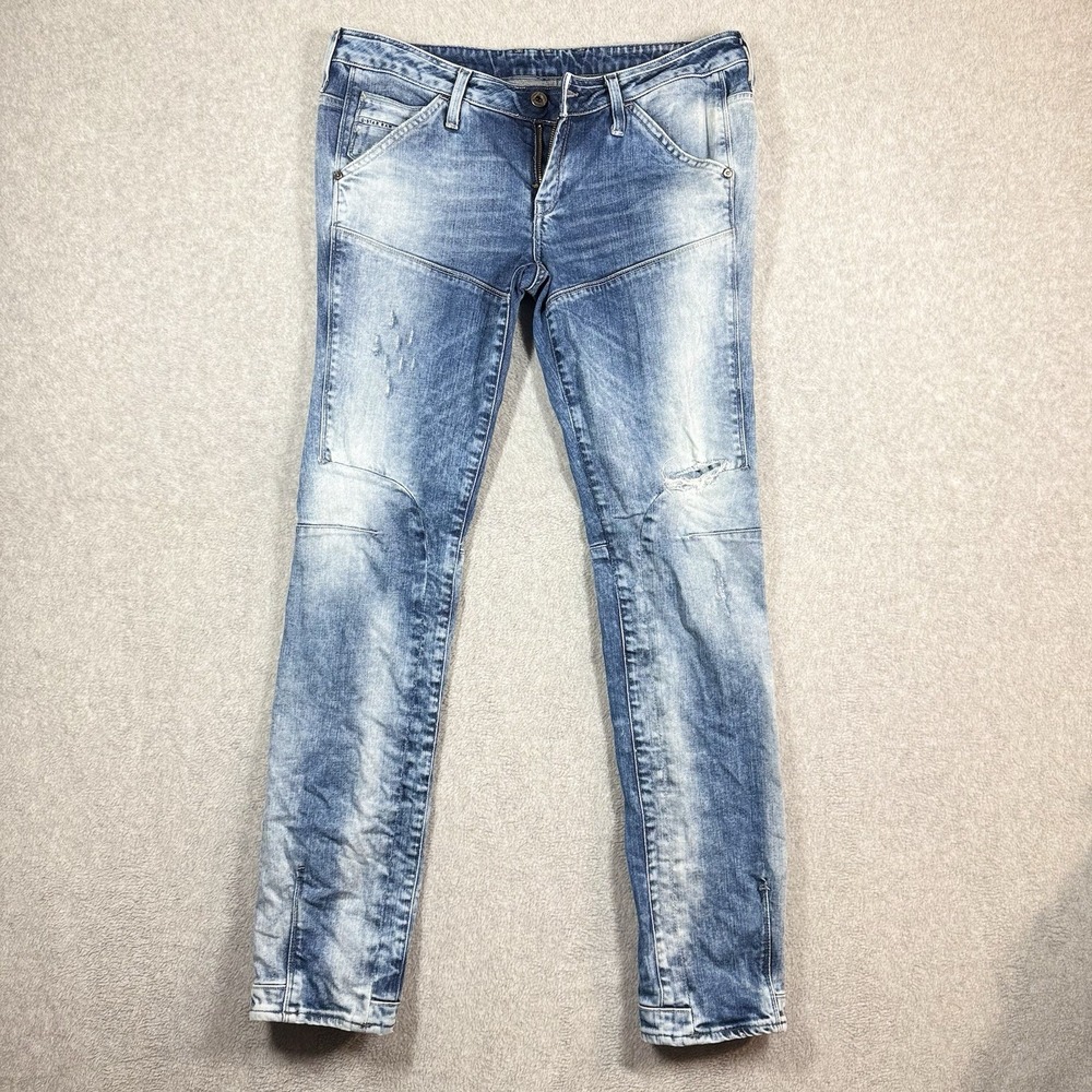G Star Raw Jeans‎ Womens 31x32 MC 5620 SLIM TAPERED Acid Wash Distressed Stretch